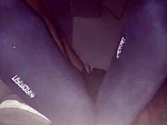 Cumshot Explosion on Blue Sweaty Socks and Barefeet!