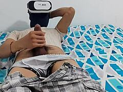 Jerking Big Cock to VR Porn Action