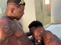 Two Hung Black Straight Guys Banging in Hotel Hot Tub
