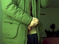 Sexy soloboy flaunts huge pierced cock in solo