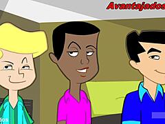 Cartoon gay stud goes wild in rabudo gangbang! 🔥