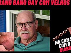 On the bed with the devil, old men in a wild gay gang bang.