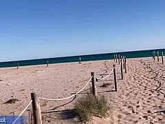 spanish gym trainer strips on public beach