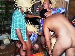 caipira pauzudo gets wild with huge cocks at junina party.