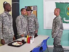 gay army trio drills hard in outdoor action