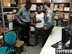 Shoplifter twink gets barebacked by security officer