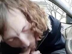 Buddy moans loud while sucked in car
