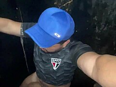 we cum deep in glory hole so cum leaks slowly when he leaves