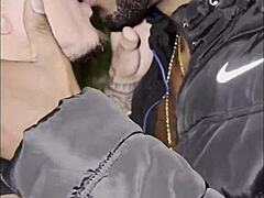 Intense fucking of friends with big black cock in abandoned outdoor spot bareback