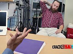 Bearded hunk's black blowjob.