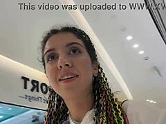 public cumwalk in shopping mall