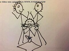 Young fit man deepthroats two cocks in short stickman animation