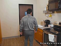 gay rimjob and anal sex in the office during working time with big cock blowjob