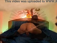 on halloween night, jon arteen the 18+ ghost boy bareback fucks curly emo femboy goth ladyboy until loud moaning orgasm.