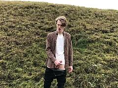 I love how this horny European twink with his huge 23cm dick jerks off outdoors in cold weather