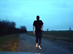 i feel so excited in latex leggings and shoes for my first crossdresser outdoor adventure