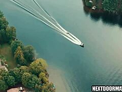 Athletic sailors hit the water then dive into bareback blowjob action outdoors