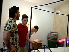 Surprise escapades make loneliness fade. Step son swap turns into wild banging and spanking fun.