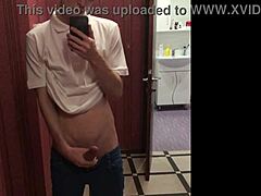 dream boy masturbates beautifully with big 23cm dick in mirror