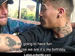 Amateur latino bad boy boldly cheats boyfriend with ex at sex retreat. Outdoor bareback ass fucking ensues with tattooed twink.