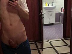 dream boy masturbates beautifully with big 23cm dick in mirror
