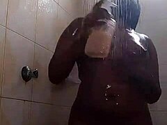 Oiled Black Chub Teen Spreads Shower Ass