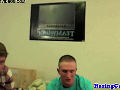 Real college twinks get hazed hard in the dorm by gay fraternity bros missionary style anal reality
