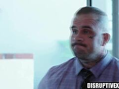 Athletic Jock Parole Officer Barebacks Ex-Con's Ass in Hardcore Office Face Fuck