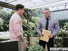 Athletic Jock Parole Officer Barebacks Ex-Con's Ass in Hardcore Office Face Fuck