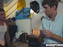 Mechanic's monster cock wrecks spoiled twink's ass.