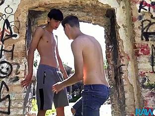 Skinny gay boys in arcade clubs