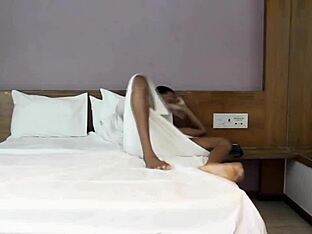 Amateur gay couple's hotel room action